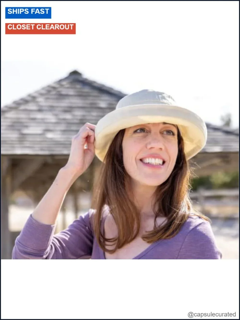Women's Medium Brim Cotton Sun Hat UPF 50+ Fold-Over Brim Adjustable